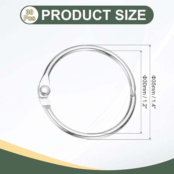 PATIKIL 1.2" x 1.4" Loose Leaf Binder Rings - Image 2