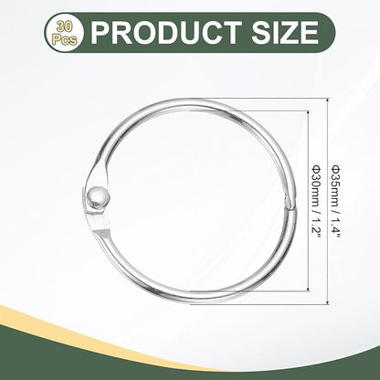 PATIKIL 1.2" x 1.4" Loose Leaf Binder Rings - Image 2