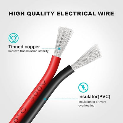18 Gauge 2 Conductor PVC Tinned Copper Electrical Wires, 32.8FT/10M Red and - Image 2