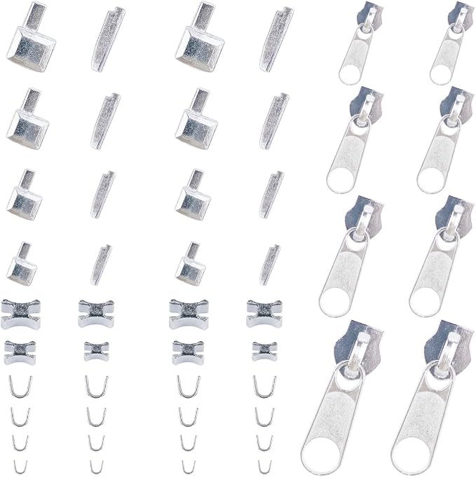 48 Pieces Metal Zipper Repair Accessories Set, Zipper Head Slider Retainer Box by BOYIVI