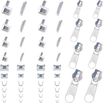 48 Pieces Metal Zipper Repair Accessories Set, Zipper Head Slider Retainer Box by BOYIVI