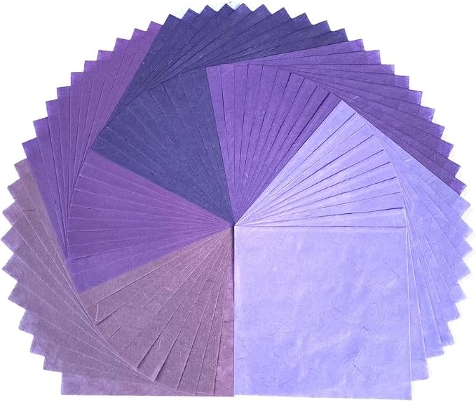 50 Sheets 6 x 6 Inches Natural Fiber Mulberry paper Sheets Square Origami Paper by RATREE888