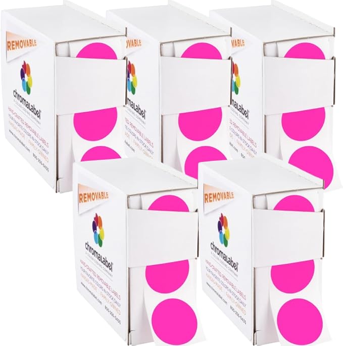 ChromaLabel 1 Inch Circle Sticker Labels, High Visibility Round Colored Stickers by ChromaLabel