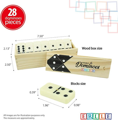 ERLLE - Dominoes Set, Premium Classic 28-Piece Double Six Domino Set - Image 2