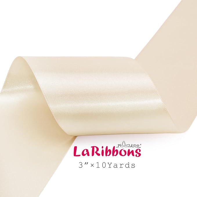 LaRibbons Nude Satin Ribbon 3 Inch 10 Yards Double Faced Luxury Nude Silk Ribbon - Image 5