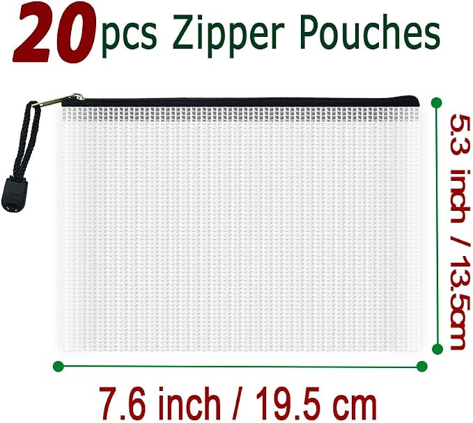 AUSTARK 20 Pcs Zipper File Bags, Plastic Mesh Pouch, Board Game Storage - Image 2