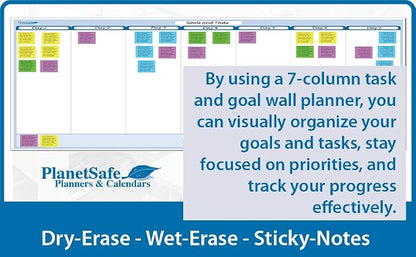 Sky Blue 7-Column Task, Goals & Objective Wall Horizontal Organizer 36" x 75". - Image 4