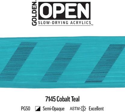 OPEN Slow-Drying Acrylics by GOLDEN, Cobalt Teal, 5 fl oz. tube, Professional - Image 6
