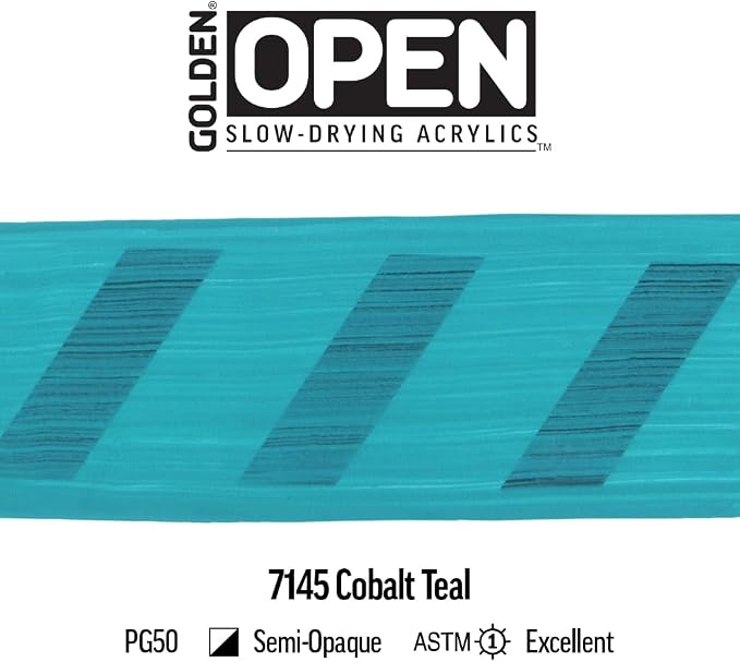 OPEN Slow-Drying Acrylics by GOLDEN, Cobalt Teal, 2 fl oz. tube, Professional - Image 6