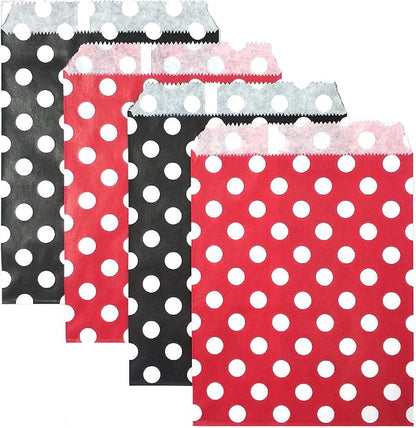 KEYYOOMY 100 Pcs Red and Black Candy Buffet Bags Small Cookie Bag Polka Dot by KEYYOOMY