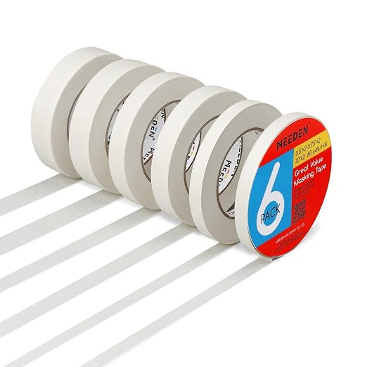 MEEDEN 6 Packs White Artist Tape, 0.5" 0.75" 1.0" x 60 Yard, Acid-Free Painters by MEEDEN