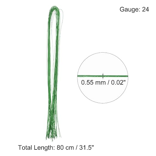 PATIKIL 32 Inch 24 Gauge Floral Stem Wire, 3 Pack/120 Pieces Bouquet Stem Paper - Image 2