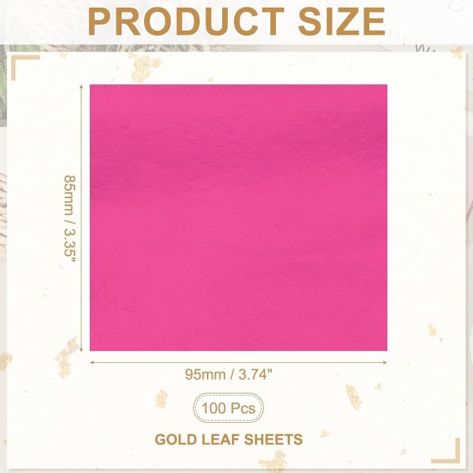 PATIKIL Gold Leaf Sheets for Art 3.7" x 3.4", Rose Red - Image 2