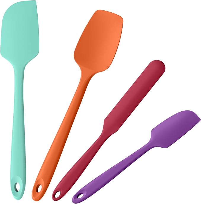 4-Piece Silicone Spatula Scrapers: Doosu 600°F Heat Resistant Food Grade by Doosu
