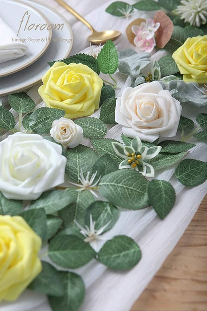 Floroom Artificial Flowers 50pcs Real Looking Cream Foam Fake Roses - Image 5