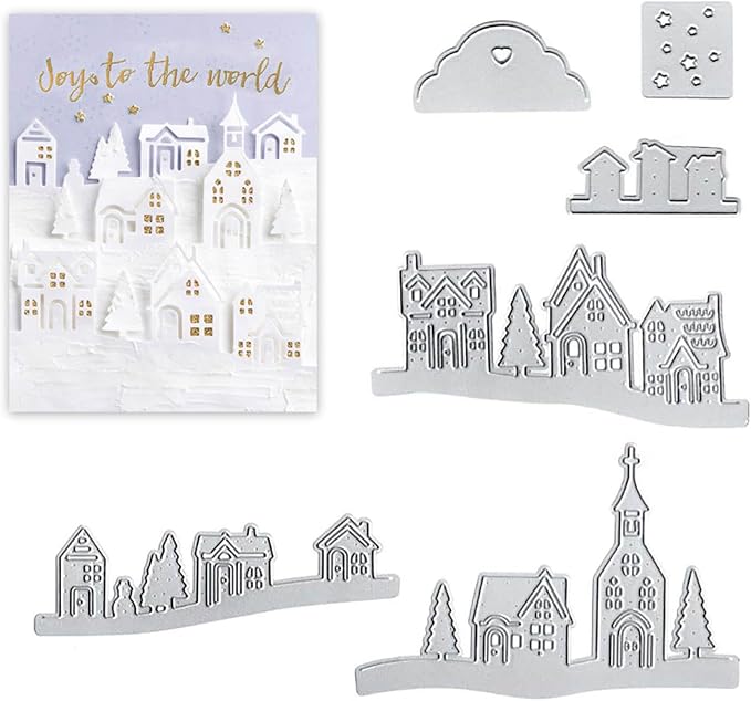 YKW Village House Castle Metal Cutting Dies Stencil Template Molds, Embossing by YKW