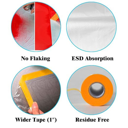 LLPT Tape and Drape 25.6” x 66 Ft Each 2 Pack Pre-Taped Masking Film 0.27 Mil - Image 3