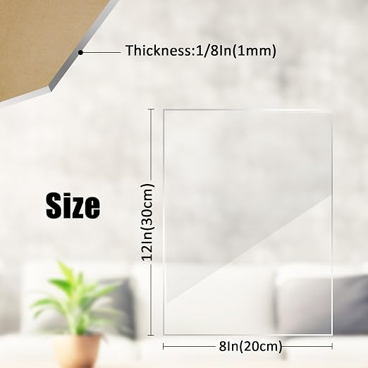 2 Pack Clear Acrylic Sheets for Laser Cutting 1/8inch Thick 8×12in Plexiglass - Image 2