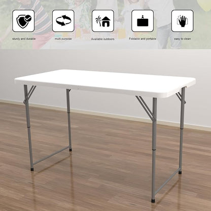 48" W x 24" D x 29.5" H - 4FT Adjustable Height Heavy Duty Plastic Fold-in-Half - Image 3