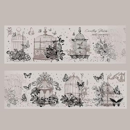 3pcs Vintage Lace Tape Cutout Art Lace Black White Stickers Roll Sticker PET by SEEKRARE