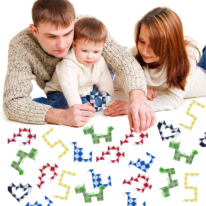 24 Pack 24 Blocks Fidget Snake Cube, Mini Snake Ruler Twist Puzzle Toys - Image 6