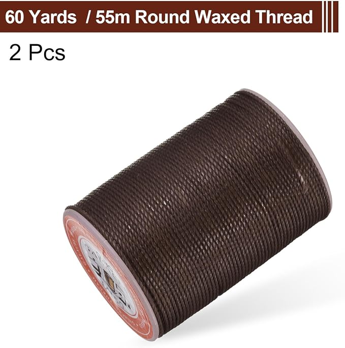 uxcell Round Leather Sewing Waxed Thread, 55m / 60 Yards Polyester Wax String - Image 3