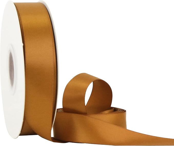 HUIHUANG Satin Ribbon 1 inch Wide Copper Ribbon 50 Yards Double Face Satin - Image 3