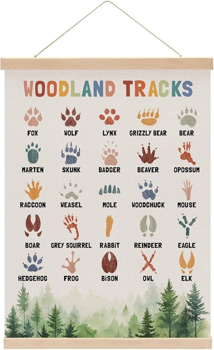 Boho Animal Woodland Tracks Poster Hanger, Forest Jungle Animals Nursery Decor by Unknown