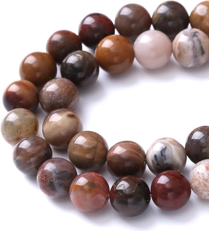 32pcs 12mm Natural Wooden Petrified Jade Agate Gemstone Beads Round Loose - Image 4