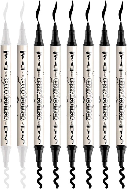 TRANSON 6 Black and 2 White Paint Markers Bold and Brush Dual-tip Acrylic Paint - Image 7