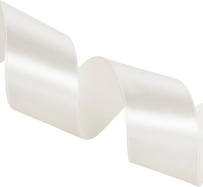1 1/2 Inch Ivory Solid Satin Ribbon, 50 Yards Craft Fabric Ribbon - Image 4