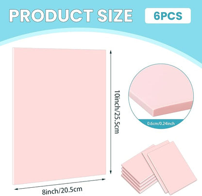 6 Pack 8''x10'' Pink Rubber Stamp Carving Blocks Soft Carving Blocks - Image 2