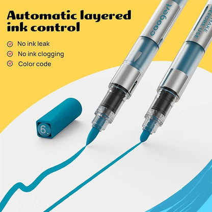 24 Automatic Ink Control Acrylic Paint Markers Dual Tip, Brush Tip Medium Tip - Image 3