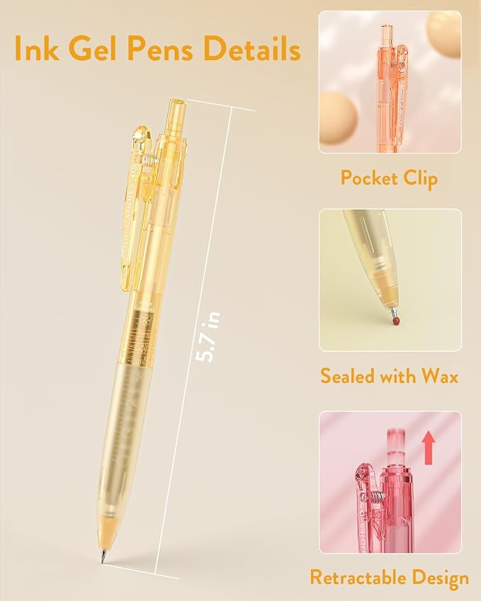 Four Candies 12Pack 0.5mm Black Ink Quick Dry Retractable Gel Pen Set, Cute - Image 7