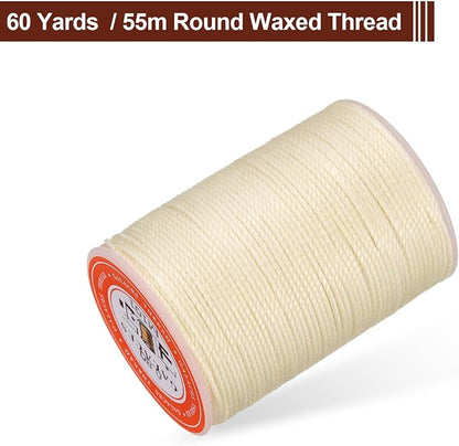 uxcell Round Leather Sewing Waxed Thread, 55m / 60 Yards Wax Polyester String - Image 3
