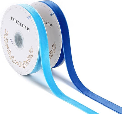 Blue Velvet Ribbon 5/8'' 2 Rolls Total 30 Yards, Use by Unknown