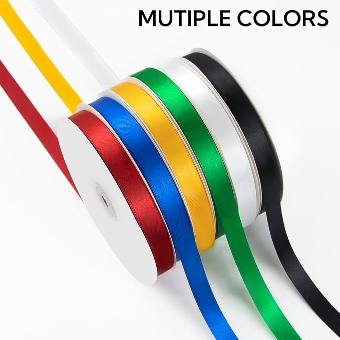 5/8 Inch 100 Yards Satin Ribbon Red, Solid Color Fabric Ribbon - Image 7
