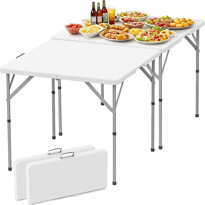 HLPB 34'' Square Folding Card Table 2 Pcs, Fold-in-Half Portable Dining Table - Image 4