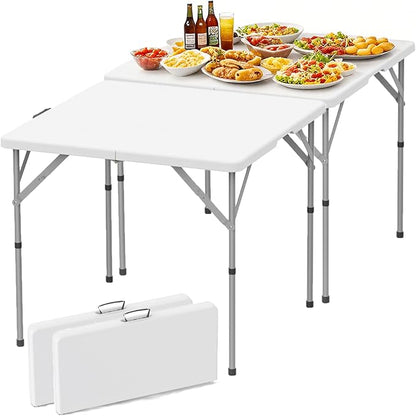 HLPB 34'' Square Folding Card Table 2 Pcs, Fold-in-Half Portable Dining Table - Image 4