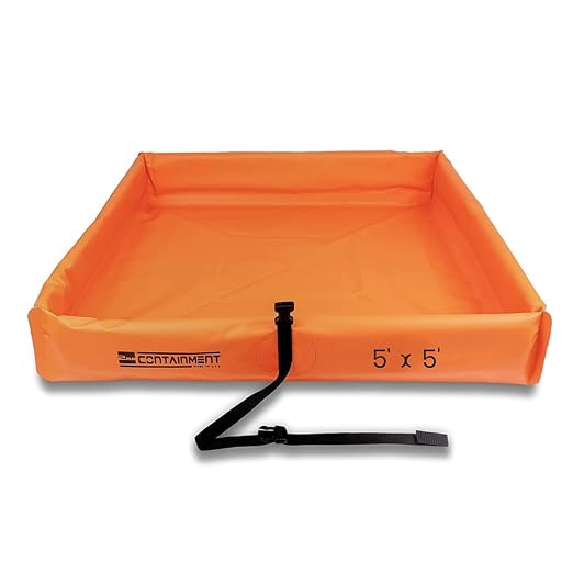 5 ft x 5 ft - 2nd Containment Spill Containment Berm - PVC Orange Made in U.S.A. by SecondaryContainmentBerms-MadeinUSA