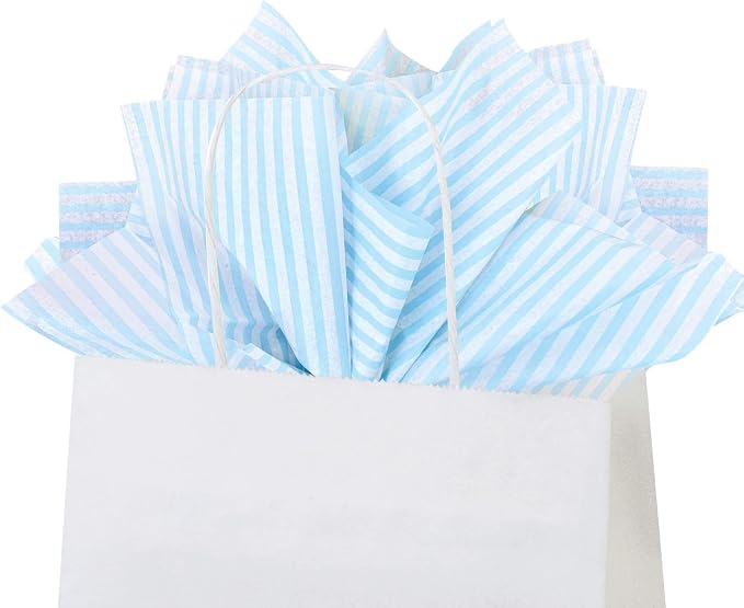 Flexicore Packaging Light Blue Pin Stripe Print Gift Wrap Tissue Paper Size: 15 - Image 4
