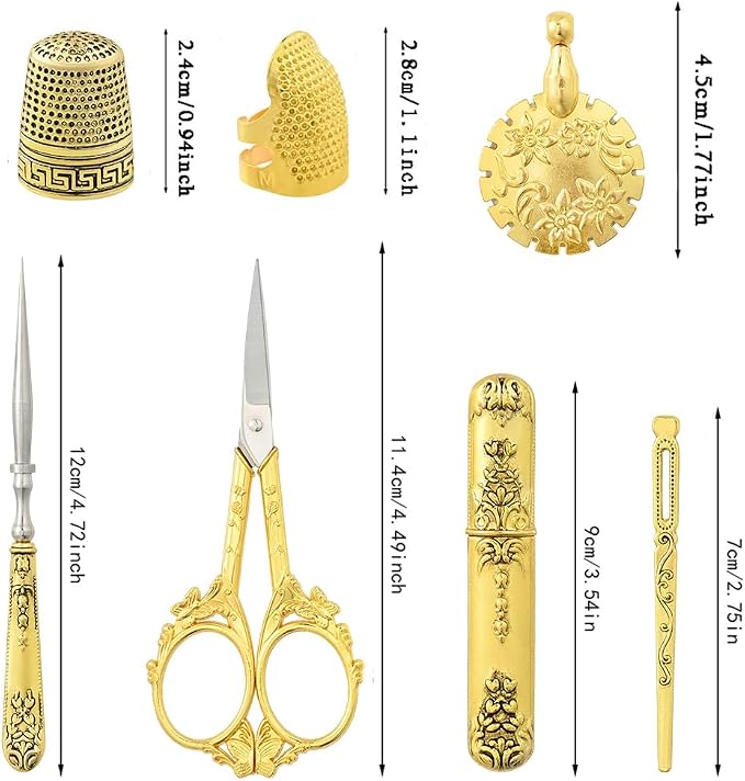 Vintage Embroidery Scissors Set, European Style Stainless Steel Sewing Tools - Image 2