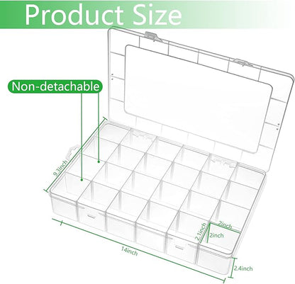 Large 24 Grids Plastic Organizer Box Adjustable Dividers, Art DIY Crafts - Image 2