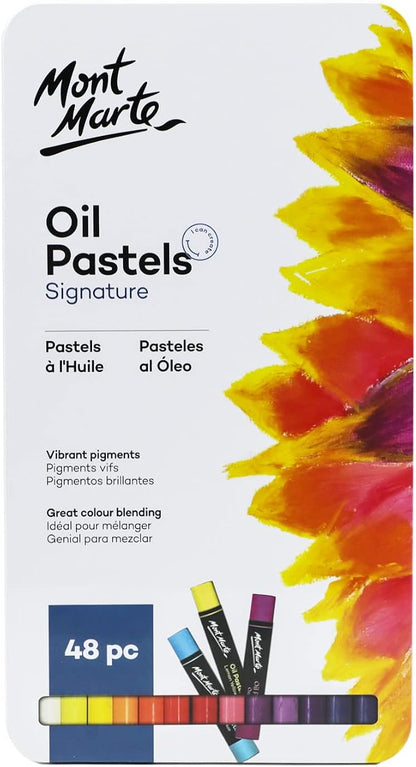 Mont Marte Oil Pastels in Tin Box Signature 48pc, 48 Assorted Colors, Vibrant - Image 7