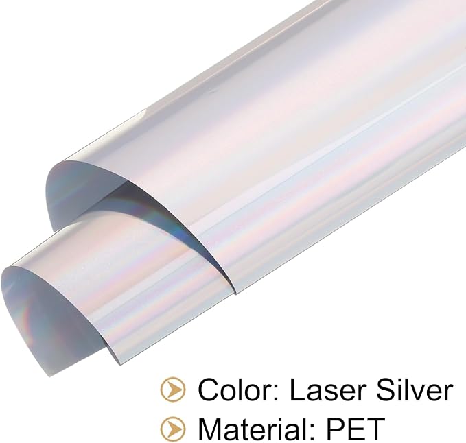 MECCANIXITY 50 Sheets Heat Reactive Foil, 20x29cm Laser Silver Foil Transfer - Image 6