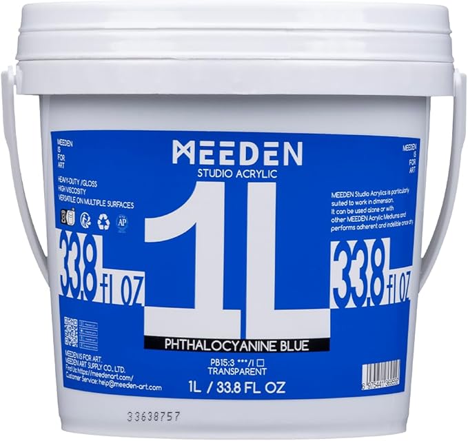 MEEDEN Phthalocyanine Blue Acrylic Paint, Heavy Body, Gloss Finish, Extra-Large by MEEDEN