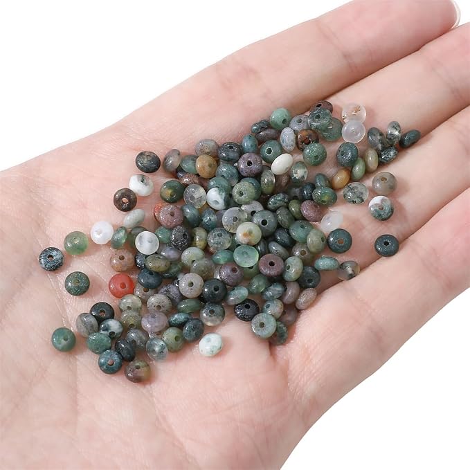 Natural Indian Agate Disk Stone Beads 4x2mm 160pcs Rondelle Loose Semi Gemstone - Image 3