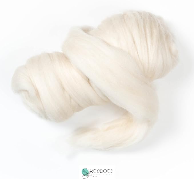 Natural Wool roving, 8 OZ. Best - Image 3