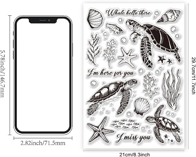 11.7 x 8.3 inch Sea Turtle Clear Stamps - Image 2