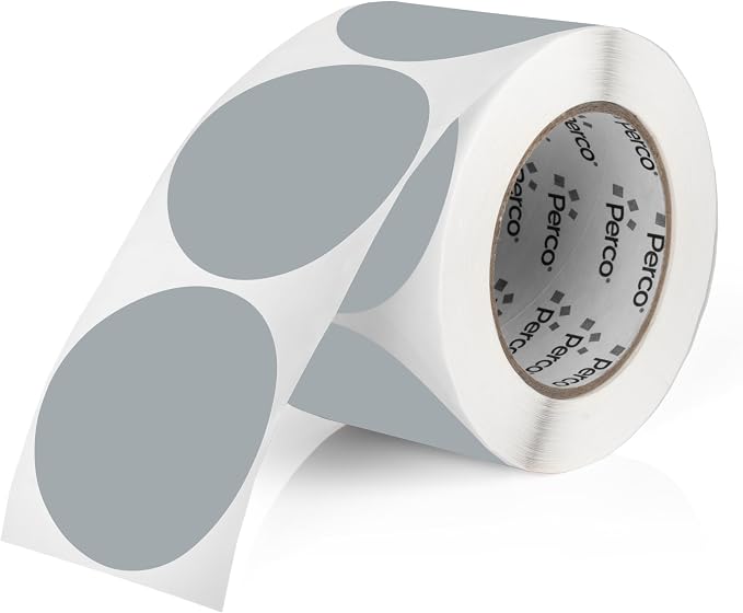 Perco Grey 3-Inch Round Circle Dot Sticker Labels by Perco
